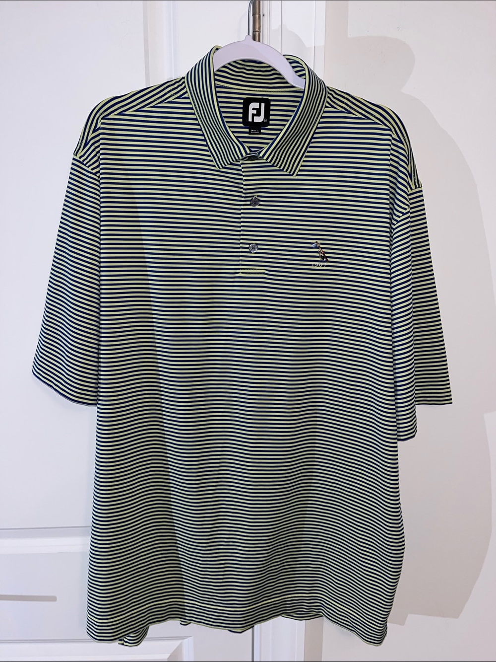 Cherokee Golf Club Knoxville TN Footjoy Blue Yellow Polo Shirt XL Poly Spandex
